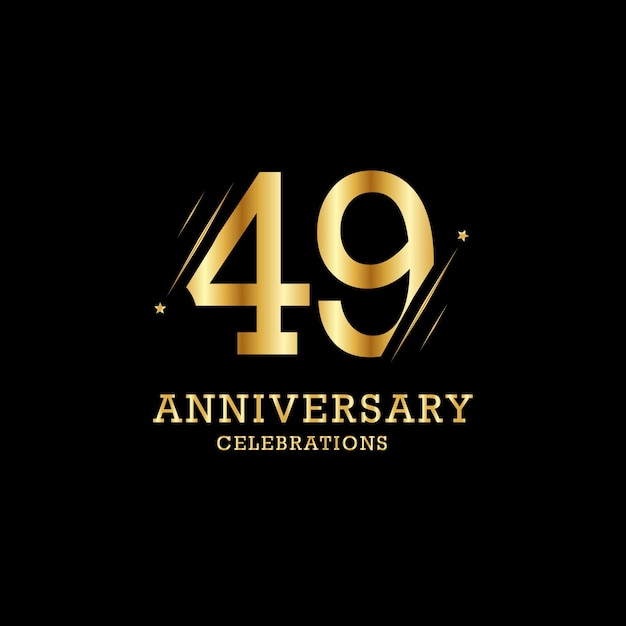 79 años de aniversario con línea dorada y estrellas.