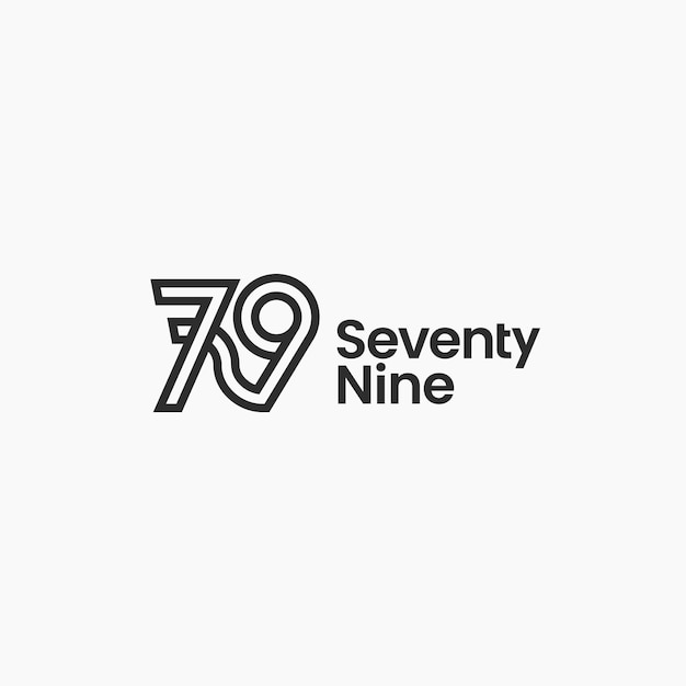 79 línea vinculada concepto de diseño de logotipo mínimo objeto aislado en el fondo