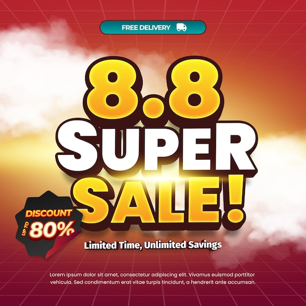 8 Día de compras Ofertas de descuento de venta con plantilla de banner simple de gradiente rojo marrón