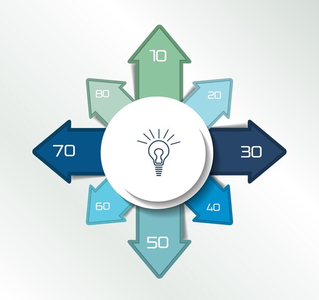 8 direcciones color flechas diseño diagrama gráfico plantilla infografía Vector
