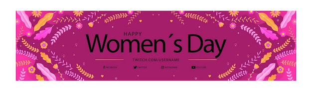 Vector 8 gradient día internacional de la mujer portada de la bandera de twitch