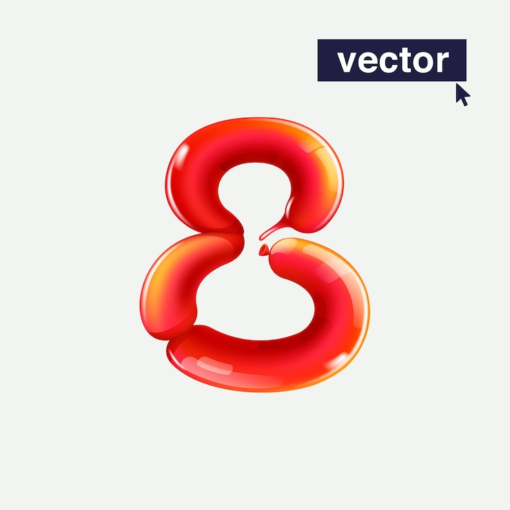 Vector 8 logotipo número ocho en estilo de torsión de globo signo de renderización 3d realista icono vectorial para el viernes negro