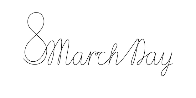 8 de marzo día internacional de la mujer dibujo continuo de una línea de arte. Contorno negro único
