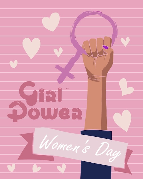 Vector 8 de marzo: día internacional de la mujer y el poder de las niñas