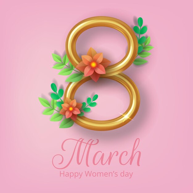 8 de marzo, día internacional de la mujer, tarjeta de felicitación.