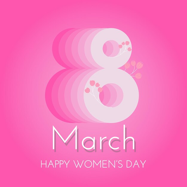 8 de marzo Día de la Mujer Banner Flyer bandera portada de las redes sociales número 8 con flores