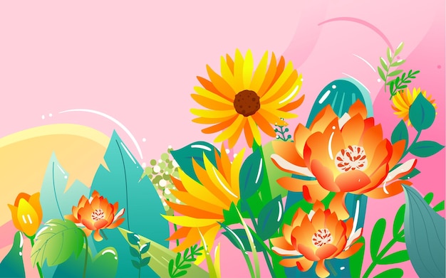 8 de marzo Día de la mujer niña sosteniendo flores ilustración primavera niña personaje cartel