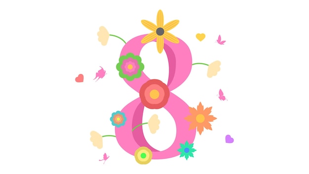 8 de marzo Feliz Día Internacional de la Mujer Fondo de saludo. Fiesta de banner de diseño vectorial