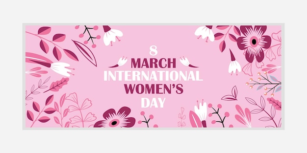 8 de marzo tarjeta de felicitación del Día de la Mujer y diseño de banner del Feliz Día de la Mujer