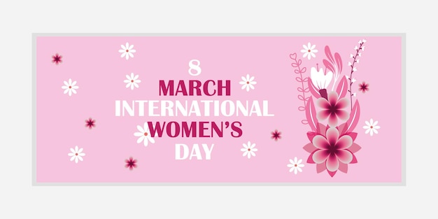 Vector 8 de marzo tarjeta de felicitación del día de la mujer y diseño de banner del feliz día de la mujer