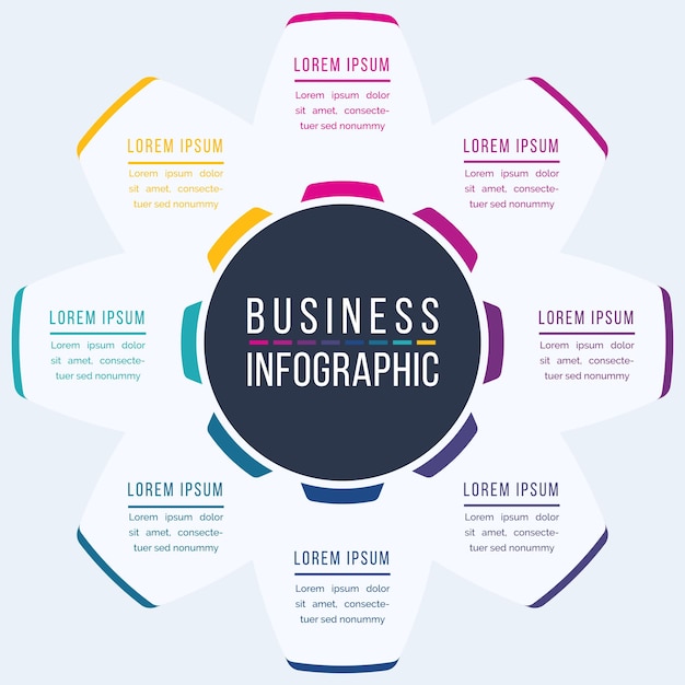 8 pasos Diseño del círculo infográfico 8 pasos Objetos elementos u opciones información de negocios infográfica