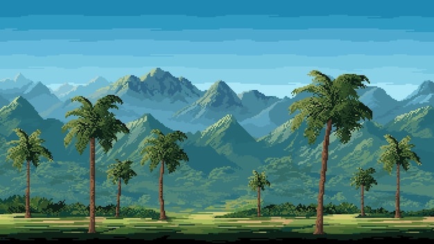 8 píxeles de arte selva bosque nivel de juego paisaje