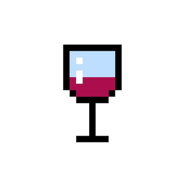8 píxeles un vaso de vino ilustración vectorial fondo beige objeto aislado