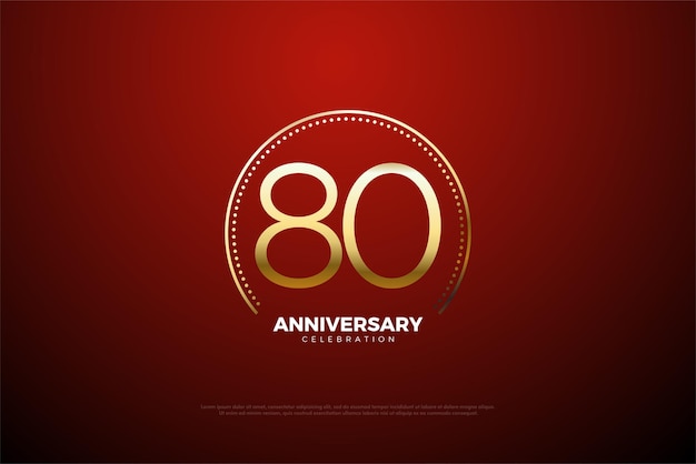 80 aniversario con arco dorado brillante