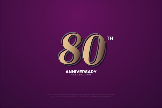 80 aniversario con ilustración de número plano