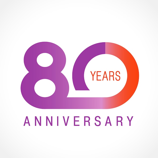 80 años celebrando el logotipo. Icono de feliz aniversario, número creativo.