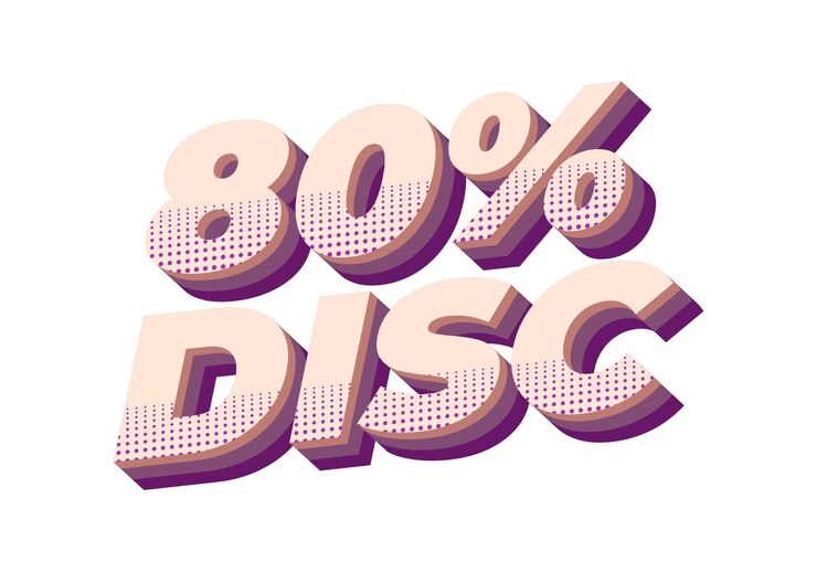Vector 80 por ciento de descuento efecto de texto en buenos colores y estilo 3d