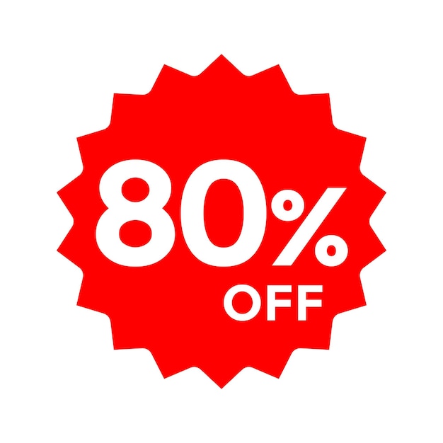 80 por ciento de oferta Adhesivo de descuento Etiqueta Etiqueta de venta de descuento