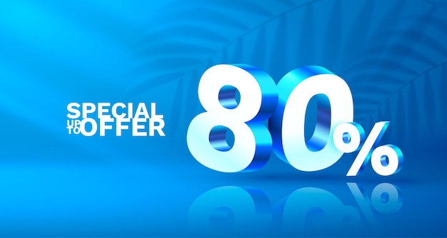 80 de descuento en la composición creativa símbolo de venta 3d con objetos decorativos