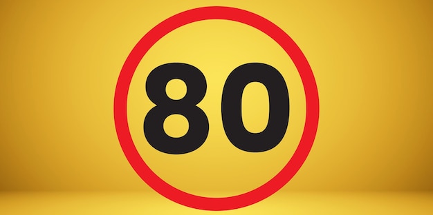 80 signo - 80 símbolo - Símbolo de señal de tráfico - Símbolo de velocidad sobre fondo transparente.