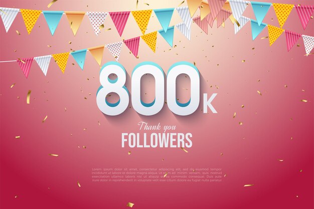 800.000 seguidores con números 3D en relieve