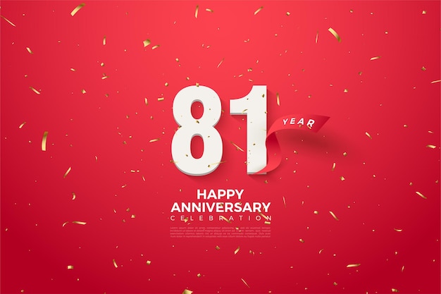 81 aniversario con números adornados con láminas de oro.