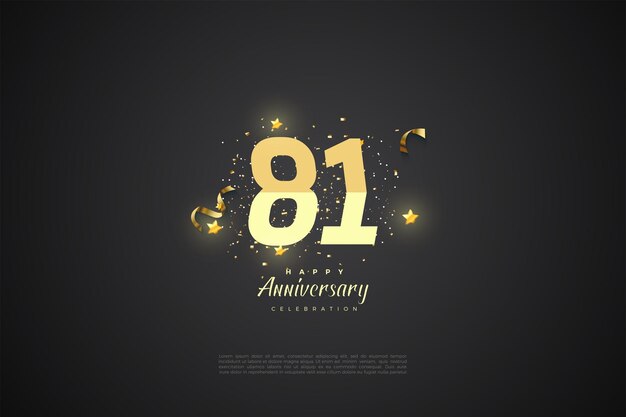 81 aniversario con números planos torcidos.