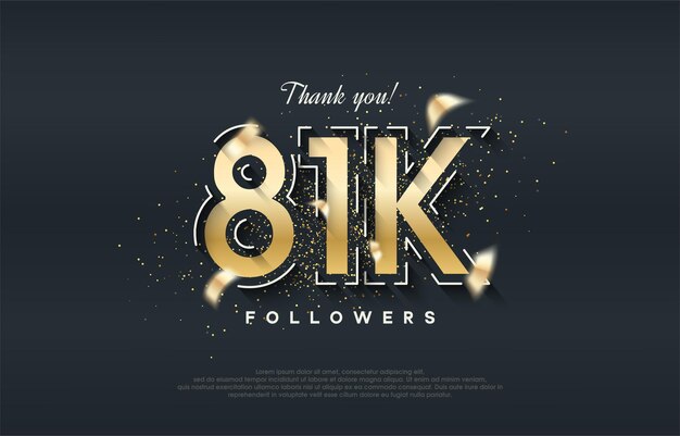 81k seguidores diseño con color dorado brillante.