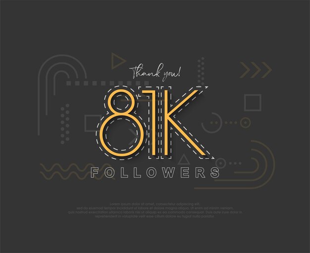 81k seguidores únicos y simples con números y líneas delgadas.