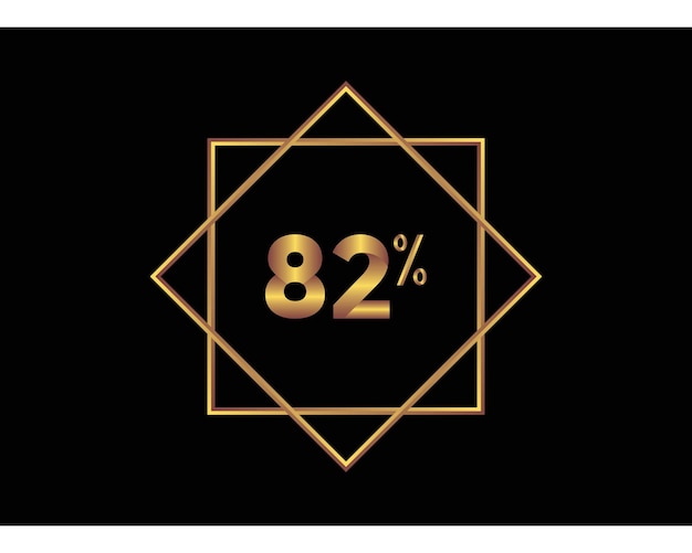 82 por ciento en imagen de vector de oro de fondo negro