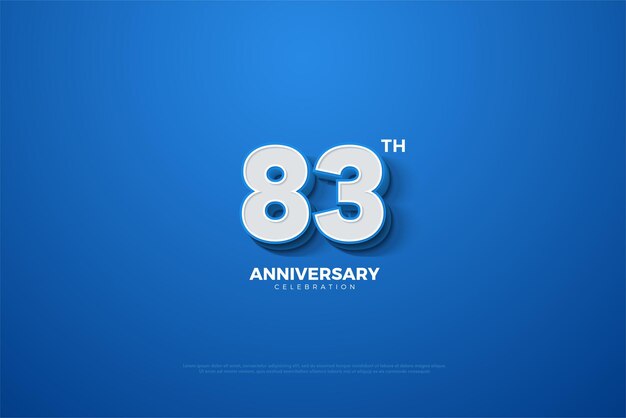 83 aniversario sobre un fondo azul muy brillante.