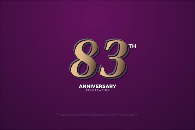 Vector 83 aniversario sobre un fondo violeta muy sutil.