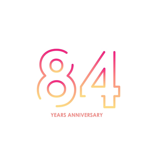 84 Números de oro de aniversario con confeti dorado Plantilla de fiesta de evento de aniversario de celebración