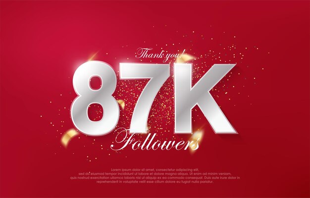 87.000 seguidores con lujosos números plateados sobre fondo rojo.