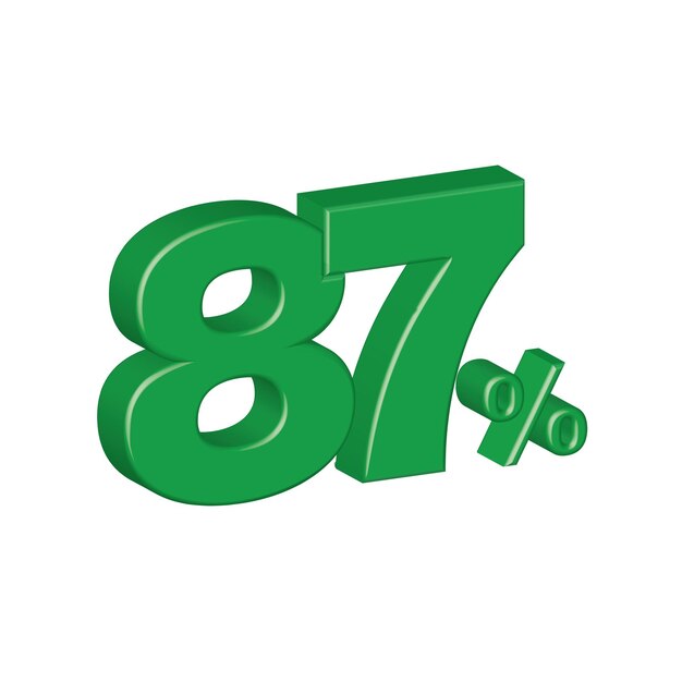 87 por ciento efecto plástico 3d número porcentaje símbolo vector ilustración eps