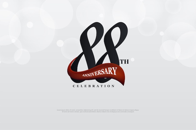 88 aniversario con números y cinta roja