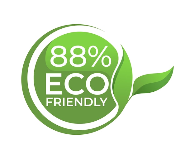 88 por ciento eco amigable diseño de etiqueta o etiqueta verde ilustración vectorial