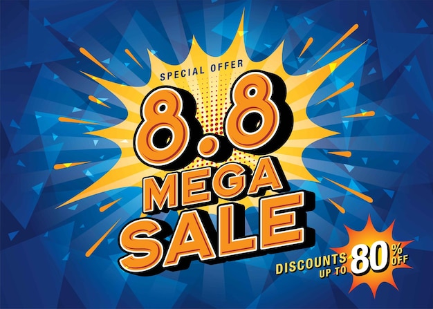 88 descuento de oferta especial de diseño de plantilla de banner de mega venta de día de compras. cartel de promoción de venta.