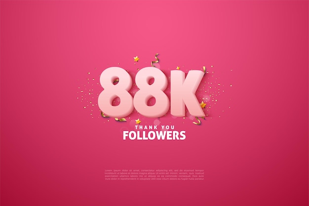 88k seguidores con suaves números blancos sobre fondo rosa