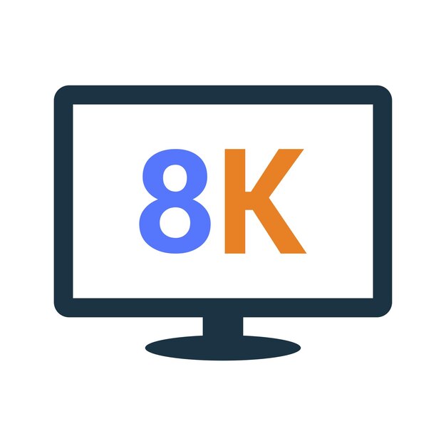8k hdtv monitor icono de televisión Vector de estilo glifo EPS