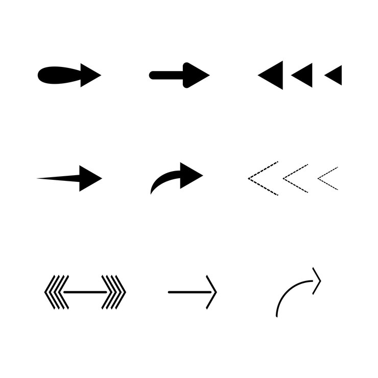 9 Diseño minimalista del vector de flecha