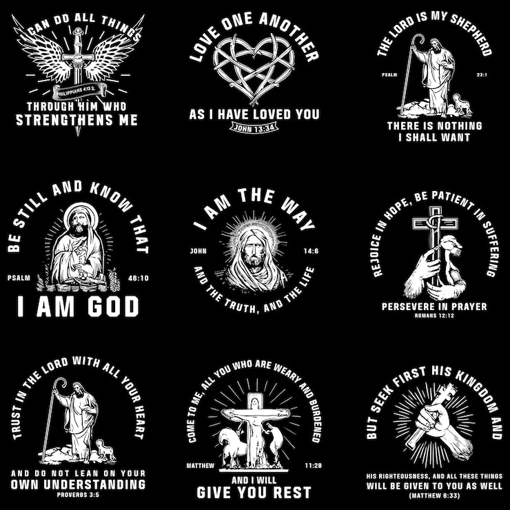 9 Diseños modernos de camisetas católicas vectoriales