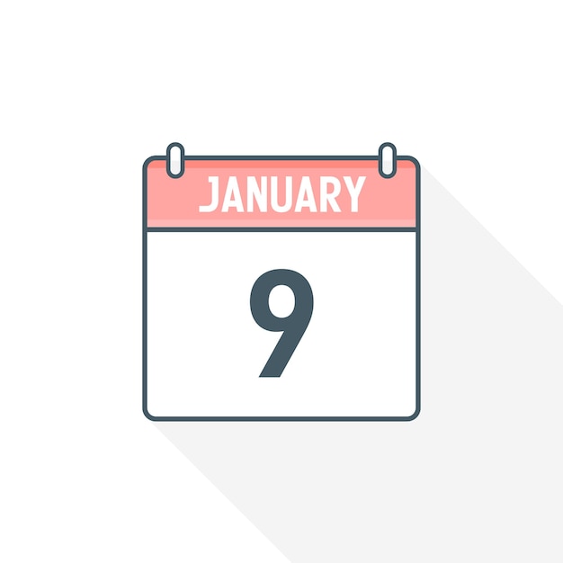 9 de enero icono de calendario 9 de enero calendario Fecha Mes icono vector illustrator