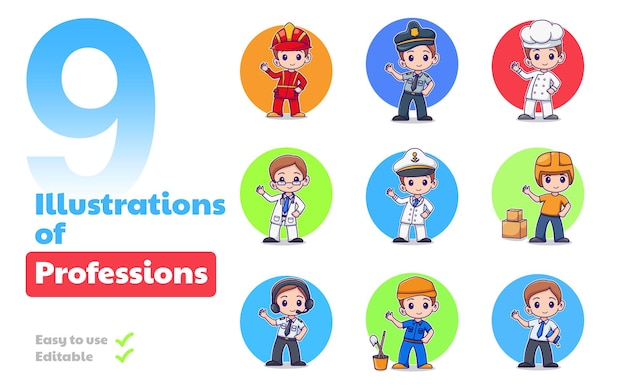 9 Ilustraciones de las profesiones
