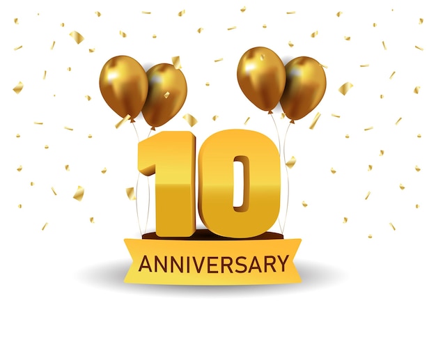 9 Números de oro de aniversario con confeti dorado Plantilla de fiesta de evento de aniversario de celebración