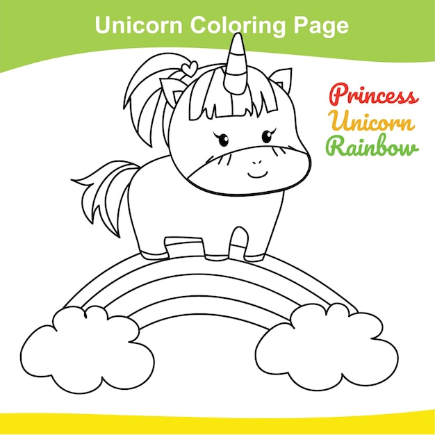 9 Página para colorear de unicornio