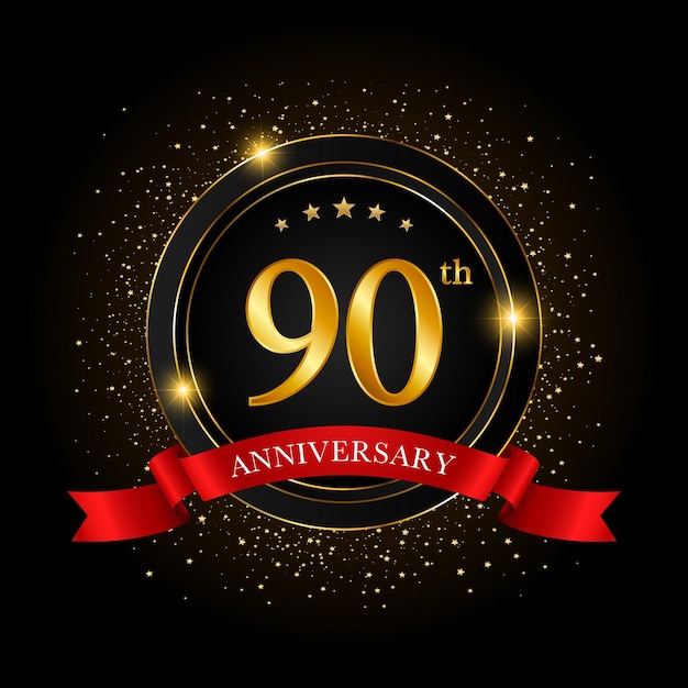 90 Aniversario Diseño de plantilla de celebración de aniversario de oro Ilustraciones vectoriales