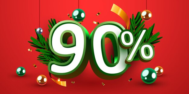 90% de descuento Composición creativa Feliz Navidad y Feliz Año Nuevo Banner de venta y