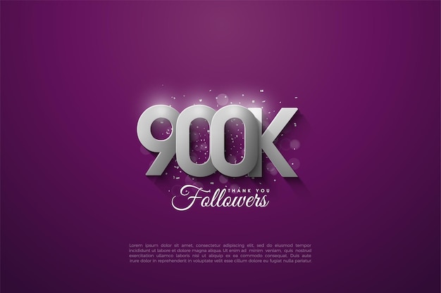 900k seguidores con hermosos números plateados