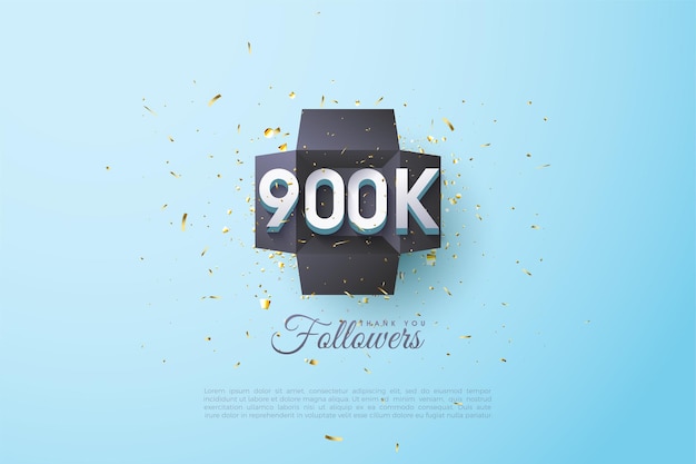 900k seguidores con números en el centro de la caja regalo
